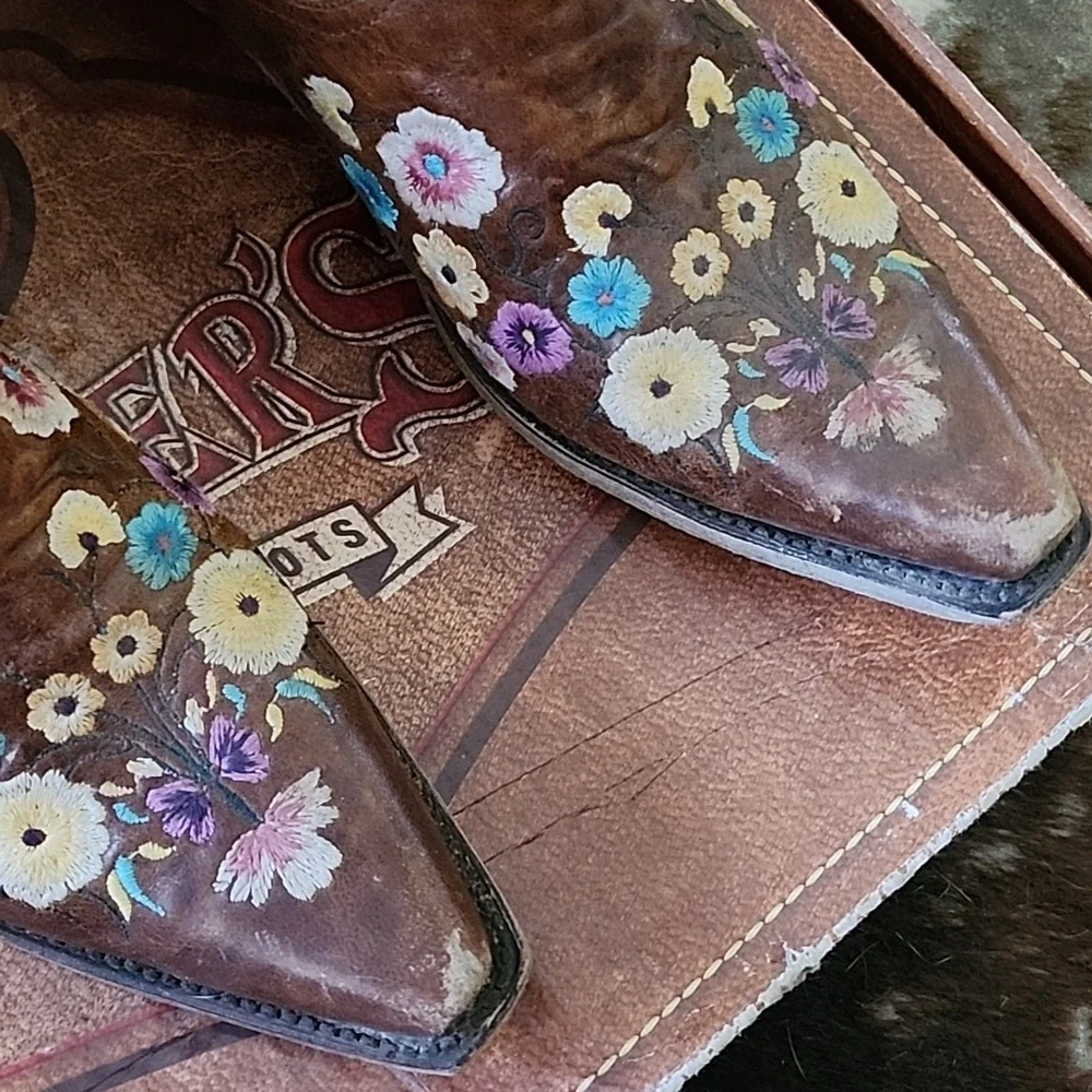 Lane Spring Flower Western Boots Size 9.5M - Picture 2 of 12